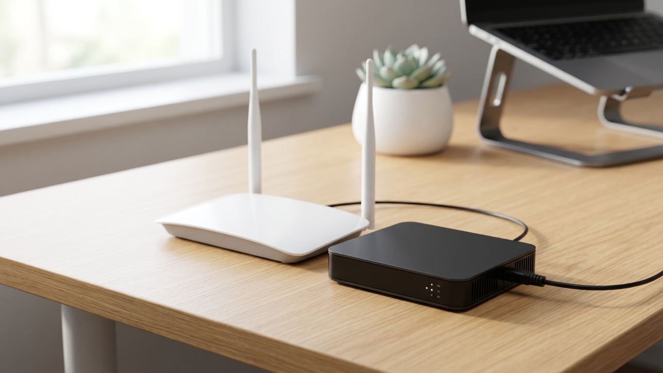 VOLTA Mini UPS next to router